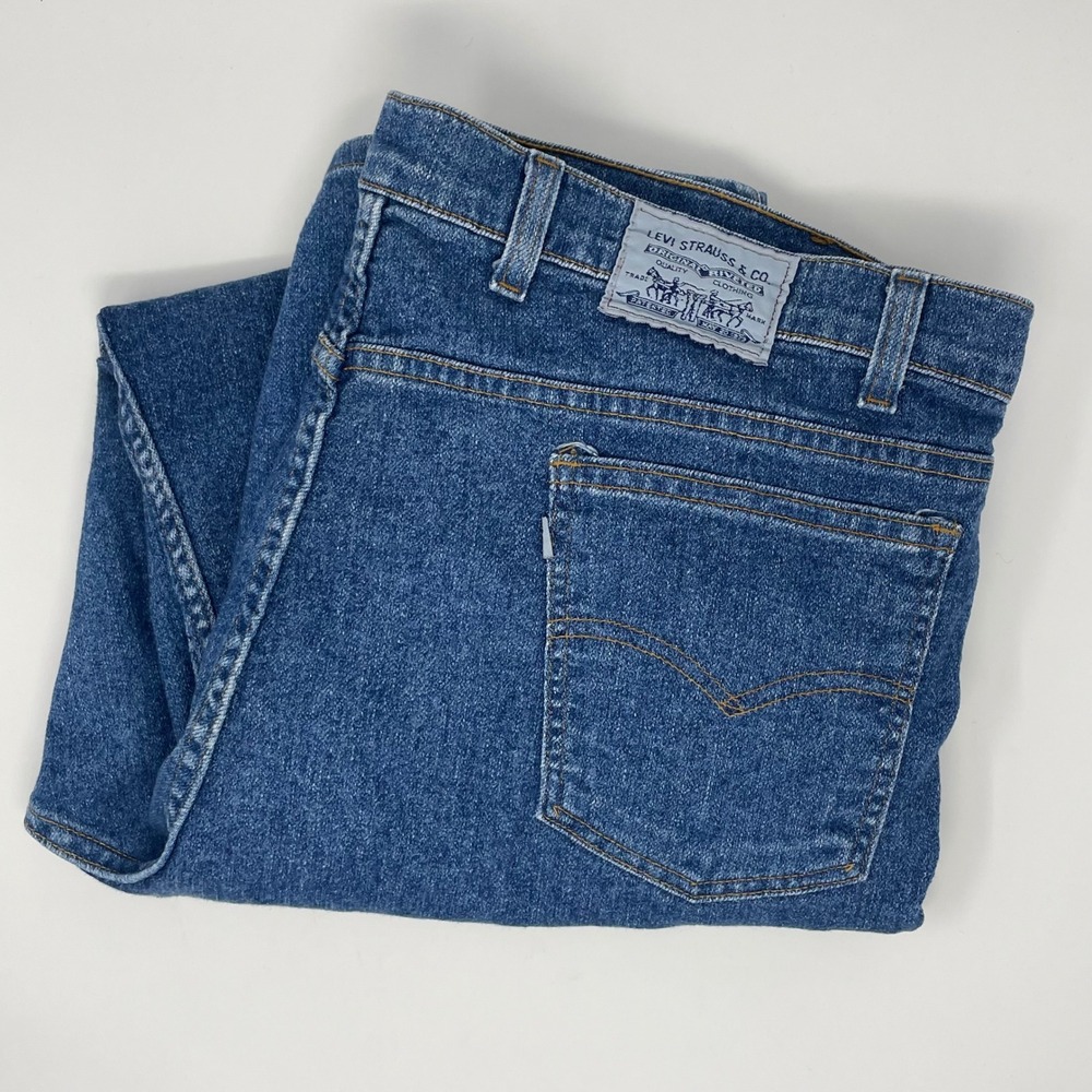 Vintage 80s Levis Flex Jeans Mens 44x30 Blue Straight Leg Made in USA 0064